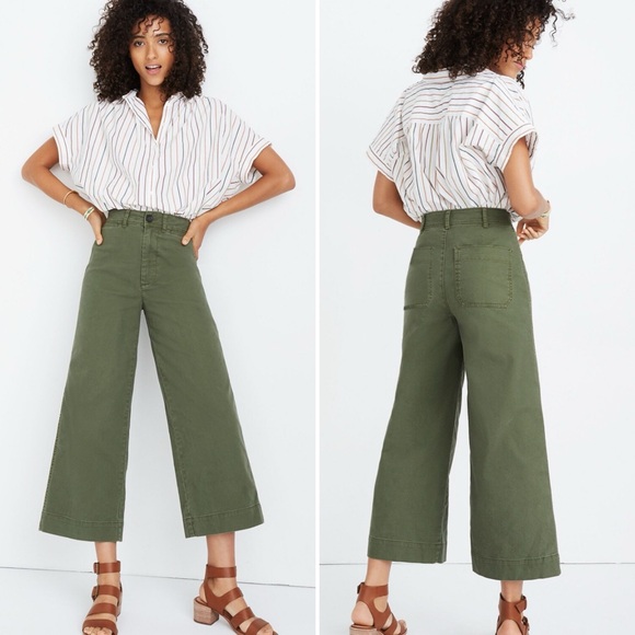 Madewell Pants - Madewell Emmett Wide Leg Pants 25P 25 petite short green casual stretch cotton